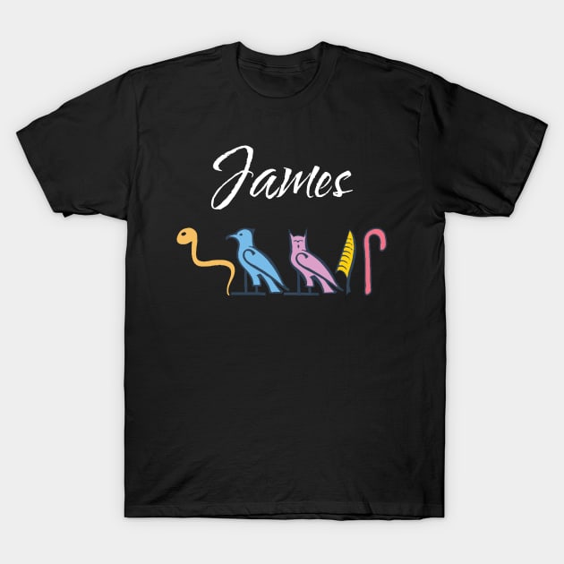 JAMES-American names in hieroglyphic letters-James, name in a Pharaonic Khartouch-Hieroglyphic pharaonic names T-Shirt by egygraphics